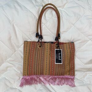 NWT Vintage unique Tissabell bungee and fringe bag